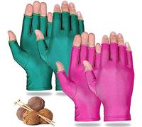Tarpop 2 Pairs Craft Gloves Knitting Gloves for Quilting Hands Compression Fingerless Pressure Craft for Typing, 2 Colors