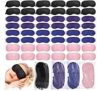 Tarpop 200 Pcs Eye Mask Sleeping Blindfold Eye Cover with Adjustable Strap for Games Party Team Building Travel Individually Wrapped Sleep Mask for Women Men (Black,Blue,Purple,Pink)