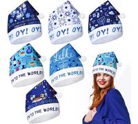 Tarpop 6 Pcs Holiday Hanukkah Hats Chanukah Party Decorations Hanukkah Santa Hat for Men Women Hanukkah Party Costume Accessories Festive Holiday Gifts Supplies