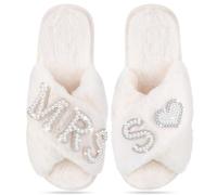 Tarpop Bride Slippers Mrs Slipper for Wedding with Personalized Initial Pearl Design Bridal Gifts, Letter C, 7-8