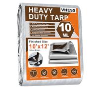 Tarps Heavy Duty Waterproof 10’ X 12’, Extra Thick 10 Mil Multipurpose Poly Tarp Cover, tarp Waterproof UV Resistant Tear&Fade Resistant, Outdoor Tarpaulin for Roof, Camping, Patio, Pool, Boat, Car