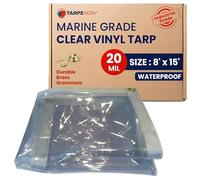 Tarps Now Marine Grade Clear Vinyl Tarp with Brass Grommets - Waterproof Heavy Duty Tarp Canopy Sheet Cover Multi Purpose Tarpaulin for Indoor and Outdoor - 18 oz, 20 Mil (8' x 15')