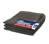 TarpsNow® Fire Retardant Tarp - 8' x 10' - 18 MIL Heavy Duty Canvas Tarp - Flame & Tear Resistant w/Brass Grommets - Best for Safety, Outdoors, Camping, Boating, Welding, Woodpile, House, Fire Pit