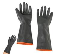 Tarqite 1 Pair Heavy Duty Rubber Gloves, Marigold Gloves Medium, Rubber Gloves Large for Chemical and Waterproof Work, 36cm Long, Non-Slip(Black)