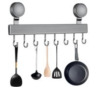 Tarqite 1Pcs Utensil Rack, 40cm No Drilling with Suction Cup,with 8 Hooks, 20 kg Load Capacity, Wall Mounted for Kitchen And Bathroom Storage