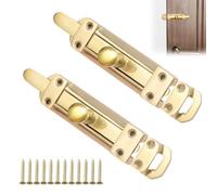 Tarqite 2 Pack Brass Door Bolt Lock,5 Inch Door Lock, Surface Mounted Internal Sliding Bolt Loc k, for Bedroom Bathroom Cupboard and Cabinet, with 12 Screws