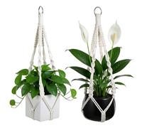Tarqite 2 Pack Macrame Plant Hanger, Handmade Woven Boho Hanging Baskets for Plants, 20'' Hanging Plant Holder for Indoor Outdoor Home Decor