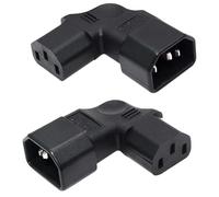 Tarqite 2PCS IEC C14 to C13 Power Adapter 90 Degree Right Angle Extension, 3-Pin Male to Female Kettle Plug Power Connector for PDU PSU UPS LCD LED TV