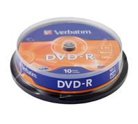 TARRINA 10 DISCS VERBATIM DVD-R 4.7GB 16X PACK 43523 COIL DRIVE LOT