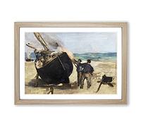Tarring The Boat by Edouard Manet Framed Print | A2 Oak Framed Wall Art | Ready to Hang | Modern Vehicle Picture | Living Room Bedroom Lounge Office