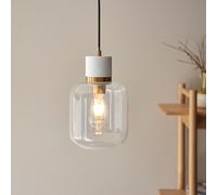 tarrytown clear glass pendant light in white volakas marble