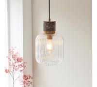 tarrytown ribbed glass pendant light in brown emperador marble