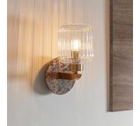 tarrytown ribbed glass wall light in brown emperador marble