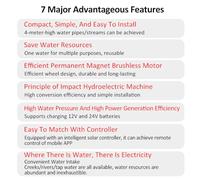 TARSHYRY 18V 2A 36W Water Generator for Off Grid Power, Brushless DC AC Hydraulic Energy System Compatible with Solar Charge Controllers, High Output Micro Hydro Generator