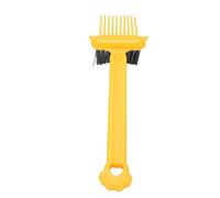TARSHYRY 2 in 1 Comb Brush Cleaner, Dual Sided Elastic Claws and Stiff Brush, with Non Slip Handle and Bend Resist Design, for Pet Hair Furniture Keyboard Car Seats Hard to Areas (Yellow)