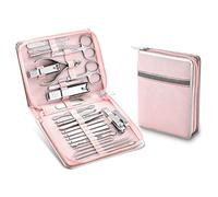 TARSHYRY 26Pcs Nail Clipper Set Multifunctional Portable Easy to Use Nail Manicure Trimmer Tool for Home Travel Stainless Steel 26 Pieces (Pink)