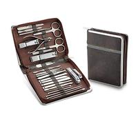 TARSHYRY 26Pcs Nail Clipper Set Multifunctional Portable Easy to Use Nail Manicure Trimmer Tool for Home Travel Stainless Steel 26 Pieces (Brown)
