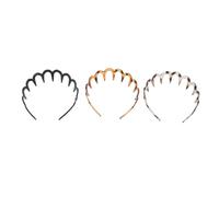 TARSHYRY 3 Piece Zig Zag Headband, Plastic Reversible U Shape Teeth Comb Hair Band with Non Slip Teeth for Women Men Girls, Amber Black Gray (3pcs Set)