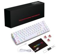 TARSHYRY 68 Keys Gaming Keyboard, Wired Backlit Mini Keyboard, Wired Mechanical Keyboard RGB Backlit Hot-Swappable Compact Design for Office Gaming for PC Laptop (White)