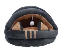 TARSHYRY Cat Cave Bed Semi Enclosed Cozy Pet House Ultra Soft Plush Windproof Warm for Autumn Winter Gray Detachable Washable with Hanging Toy Ball (S)