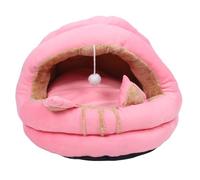 TARSHYRY Cat House Ultra Soft Removable Washable Cute Ears Cushioned Hooded Cat Cave Bed for Indoor Pink Fluffy Comfortable Warm Pet Bed (M)