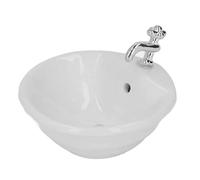 TARSHYRY Doll House Furniture, Doll House Accessories And Furniture 1:12 Dollhouse Bathroom Sink Hand Crafted Ceramic White Dollhouse Bathroom Sink for (Round)