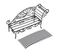 TARSHYRY Doll House Furniture, Doll House Accessories And Furniture Iron Miniature Dollhouse Bed, Miniature Dollhouse Daybed, Classical Retro Style Bed with 1:12 Scale (Black)