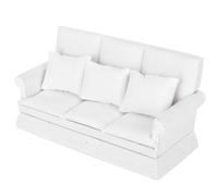 TARSHYRY Dollhouse Couch With Pillow, Dollhouse Furniture Wood Cloth With 3pcs Pillow Mini Couch for Decoration (White)