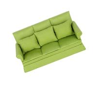 TARSHYRY Dollhouse Couch With Pillow, Dollhouse Furniture Wood Cloth With 3pcs Pillow Mini Couch for Decoration (Green)
