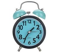 TARSHYRY Double Bell Ultra Silent Mechanical Alarm Clock with Loud Vintage Bell Quartz Movement Desk Table for Heavy Sleepers Hard of Hearing Blue 4.72x3.15x1.97in (Blue)