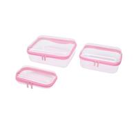 TARSHYRY Hard Shell Zipper Case, Large Medium Small 3 Pack Stackable Clear Plastic Storage Box with Seal, Transparent Organizer for Toys Travel Toiletries Cosmetics (3 in 1 Set (Thickness 120C))