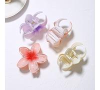 TARSHYRY Hawaiian Flower Hair Claw Acrylic Petals Hair Clamp Vibrant Colorful Design Secure Hold For Women Girls Ponytail Ball Head Styling 8cm (C:Red+yellow+purple+orange+rose red+blue)