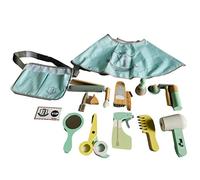 TARSHYRY Kids Hairdressing Set Wooden Haircut Makeup Role Play Toy 18 Pcs Salon Kit With Hair Clipper Curling Iron Hair Dryer For Children Ages 3+ Safe Material