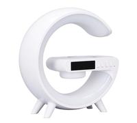 TARSHYRY LED Table Lamp with Color Changing Modes and Built in Clock, Wireless Charging Pad, Speaker for Home Office Bedroom Decor (White)