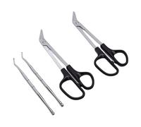 TARSHYRY Long Handle Toenail Scissors, Stainless Steel Angled Cutter Contoured Handles with Slant Tip Cuticle Trimmer and Nail Lifters, Long Handled Toenail Clippers for Salon Home Use