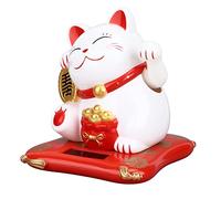 TARSHYRY Lucky Cat, Solar Powered Cute Decorative Wealth Welcoming Waving Fortune Cat Luck Feng Shui Welcoming Wealth Prosperity Decoration for Home Office Restaurant (White)