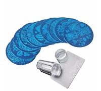 TARSHYRY Nail Art Stamper Kit DIY Manicure Transparent Printing Templates Stainless Steel Silicone No Hand-Paint Necessary for Home Professional Beginners (Silver)