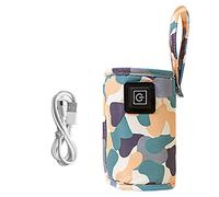 TARSHYRY Portable USB Bottle Warmer with Adjustable Temperature Control for Milk Feeding, Compact Travel Size, 5V 2A Fast Heating, Safe & Easy to Use (White)