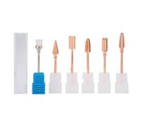 TARSHYRY Rose Gold Nail Drill Bits 6PCS Tungsten Steel Nail Grinding Head Set for Manicure Pedicure Art Polishing Shaping Dead Skin Removal Universal 2.35mm Shank Diameter
