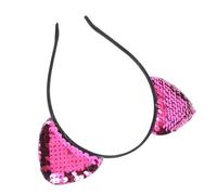 TARSHYRY Sequin Cat Ears Headband Shiny Decorative Hair Hoops Women's Kitty Accessories for Party Xmas Halloween (Rosy #15)