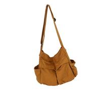 TARSHYRY Shoulder Bag, Over The Shoulder Bags For Men White Canvas Single Crossbody With Crossbody Handbag Messenger For Student Class Street Large Literary Casual (Brown)