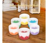 TARSHYRY Singing Bowl, Crystal Singing Bowls 8 Inch Frosted Quartz Crystal with Sheepskin Percussion Stick Sound for Meditation and Stress Relief (Red)