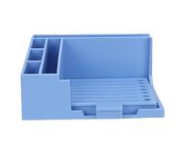 TARSHYRY Sticky Note Stencil Set, ABS 3x3in Sticky Note Holder with 5 Templates and Pen Holder, for School Home Office Task Management (Blue)