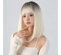TARSHYRY Synthetic Womens Straight Wig Shoulder Length Inward Layers Bangs Trendy Ladies Hair Wig Party Daily Use (LC063-1)