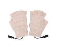 TARSHYRY USB Heating Winter Gloves,Washable Warm Knitted Gloves,Touchscreen Typing Half Finger Gloves with Folding Finger Gloves for Cold Weather Work Learn (Beige)