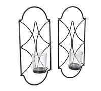 TARSHYRY Wall Mounted Candle Holder Iron Glass Sconces Decoration Accessories with 11.81x5.12x2.36in Size for Living Room Bedroom Decorations Weddings Events (Black)