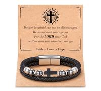 Tarsus Cross Bracelet Christian Jewelry Jesus Cross Religious Easter Gifts for Men Teen Boy Adults, average, Leather, no gemstone