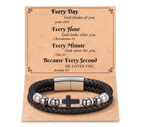 Tarsus Cross Bracelet Christian Jewelry Jesus Cross Religious Easter Gifts for Men Teen Boy Adults, average, Leather, no gemstone