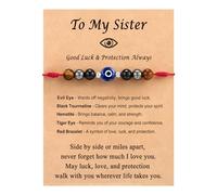 Tarsus Evil Eye Bracelets, Adjustable Red Bracelet for Women Men, Lucky Protection Gift - Black Tourmaline, Hematite, Tiger Eye Beads, average, Nylon, no gemstone