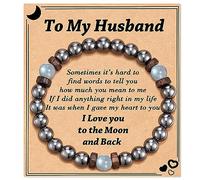 Tarsus Fathers' Day Gifts for Men Dad Husband Boyfriend Grandpa Brother, Natural Stone Moonstone Beads Handmade Bracelet Christmas Anniversary Birthday Gifts, 7", Stone, no gemstone